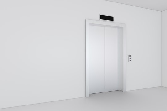Modern elevator with closed doors. 3d rendering.