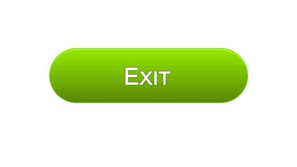 Exit web interface button green color, application log-out, internet design
