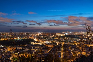 Cityscape of Athens at dusk