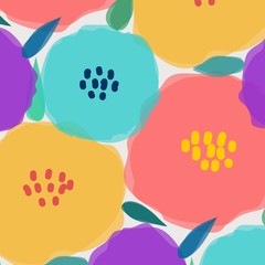 Pattern With Big Pastel Flower. Vector Illustration Background.