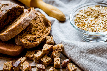bakery concept with homemade bread on rustic background