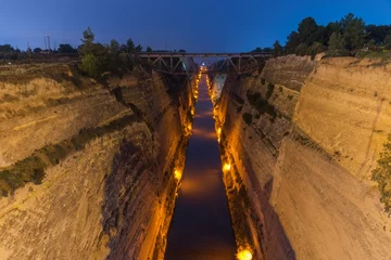 Wall murals Channel Corinth canal during the twilight