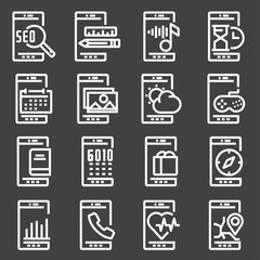 Vector white mobile apps icons