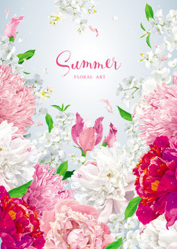 Floral vector brochure cover design template