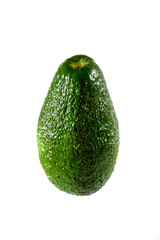 green avocado fruit isolated on white background