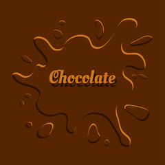 Chocolate background with splash, template wrapper. Vector illustration