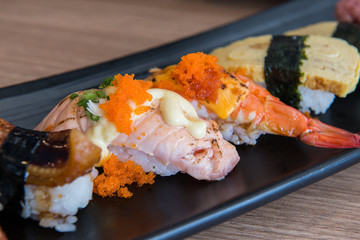 Fresh Sushi set in Japanese restaurant, Japanese Food