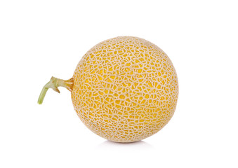 whole ripe melon with stem on white background