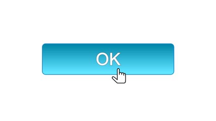 Ok web interface button clicked with mouse cursor, blue color, site design