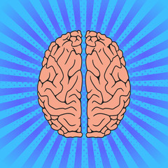 Comic Human brain. Pop Art vintage vector illustration