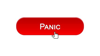 Panic web interface button clicked with mouse cursor, red color, site design