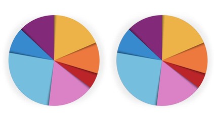 An animated 7-segment pie chart. Four versions. A luma matte (alpha channel) is included. - Powered by Adobe