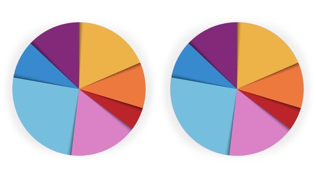 An animated 7-segment pie chart. Four versions. A luma matte (alpha channel) is included.