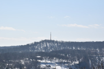 Naklejka premium Radio repeater view in winter 