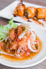 Salmon salad in Japanese restaurant, Japanese Food