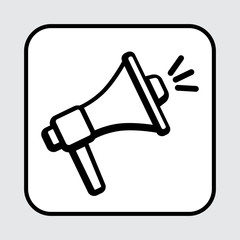 Megaphone icon, outline design. Vector illustration