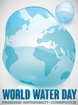 Water Drop like World Map for Water Day Celebration, Vector Illustration