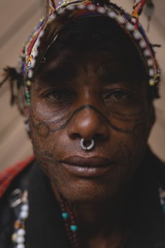 Maasai man in traditional clothing