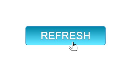 Refresh web interface button clicked with mouse cursor, blue color, innovation