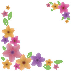 Greeting card template with colorful flowers and space for text.