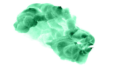 Abstract watercolor background hand-drawn on paper. Volumetric smoke elements. Jolly Green color. For design, websites, card, text, decoration, surfaces.