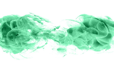 Abstract watercolor background hand-drawn on paper. Volumetric smoke elements. Jolly Green color. For design, websites, card, text, decoration, surfaces.