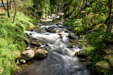 Naklejka na ściany i meble Fluss mit Stromschnellen in den Bergen von Costa Rica