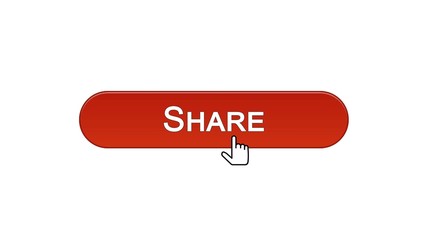 Share web interface button clicked with mouse cursor, wine red, social network