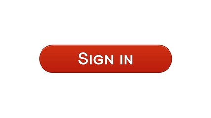 Sign in web interface button wine red color, online application, internet site