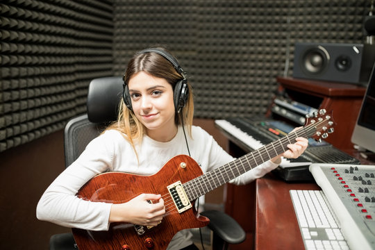 Female music artist composing music