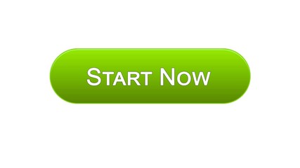 Start now web interface button green color, business development, innovation