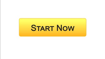Start now web interface button orange color, business development, innovation