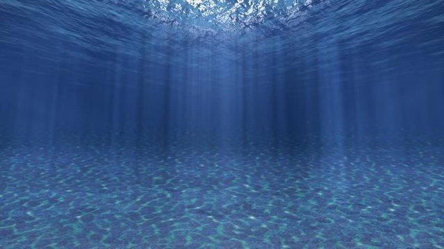 Underwater background loop. Animation of ripple patterns on the sea floor and sunlight shining though the ocean surface. 