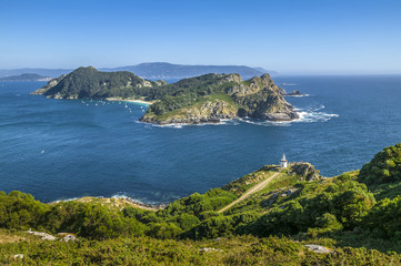 Fototapeta na wymiar Cies Inseln im Atlantik vor der Ria de Vigo, Galicien,Spanien