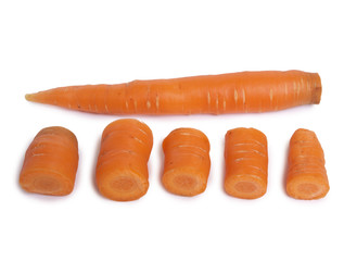 Fresh red carrots on a white background