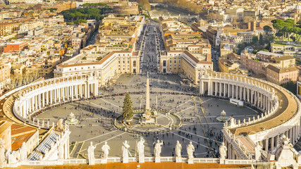 Fototapeta na wymiar Rome Aerial View from Saint Peter Basilica Viewpoint