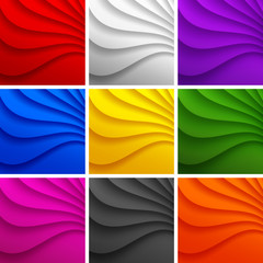 Set of 9 Colorful Wavy backgrounds. Vector illustration. 