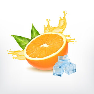 Orange fruit with splashing juice