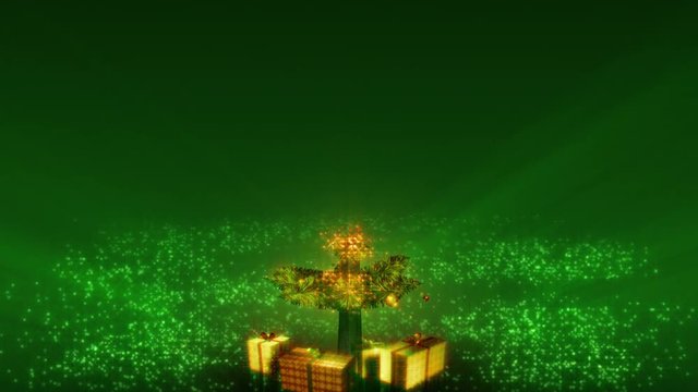 Magical Growing Christmas Tree with loop section between 17:00-26:00. Green version. In 4K and HD.