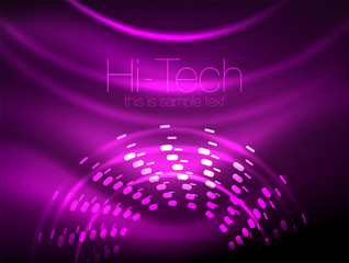 Glowing neon dotted shape abstract background, technology shiny concept design, magic space geometric background
