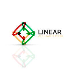 Abstract flower or star minimalistic linear icon, thin line geometric flat symbol for business icon design, abstract button or emblem