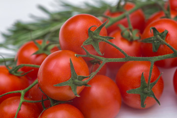 group of fresh tomatoes. red cherry tomatoes closeup