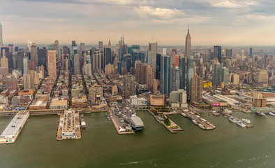 NEW YORK CITY - SEPTEMBER 21, 2015: City skyline and skyscrapers. New York attracts 50 million visitors annually