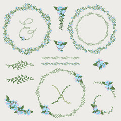 Bluebell Flower Wreath Leafy Elegant Decoration Design Wedding Set