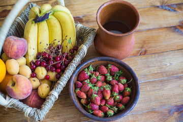 fruits and strawberries