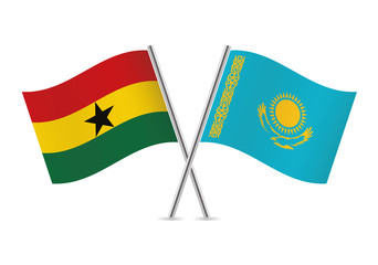 Ghana and Kazakhstan flags. Vector illustration.