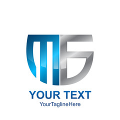 Obraz premium Initial letter MS , MB or MG logo template colored grey blue shield design for business and company identity