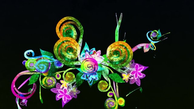 The Creative Brain: growing flowers and vines inside a head - representing right-brain thinking, creativity, intelligence, inspiration, positive thoughts, brainstorming, ideas, neural networks etc.