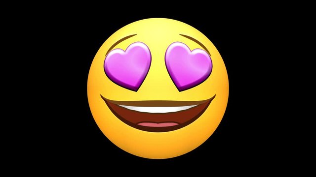 Emoji loop. Happy, love, laugh, wow, neutral, sad, angry faces. An emoticon animates through a range of emotions. Black background. Note: All emojis are my own design.