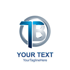 Initial letter TB logo template colored grey blue circle design for business and company identity